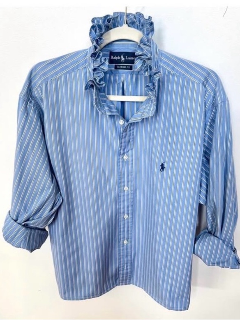Upcycled Ralph Lauren l Blue Stripe Button-Down Shirt
